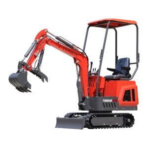 TYPHON TERROR ONE STORM Mini Excavator – 1 Ton Trench Digger with Canopy, Hydraulic Thumb Clip, Hydraulic Oil Cooler, 13.5hp B&S Engine USA